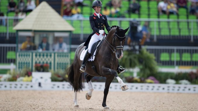 Charlotte Dujardin behaalde op de Olympische spelen in Rio goud in de kür op muziek. foto: FEI | Dirk Caremans