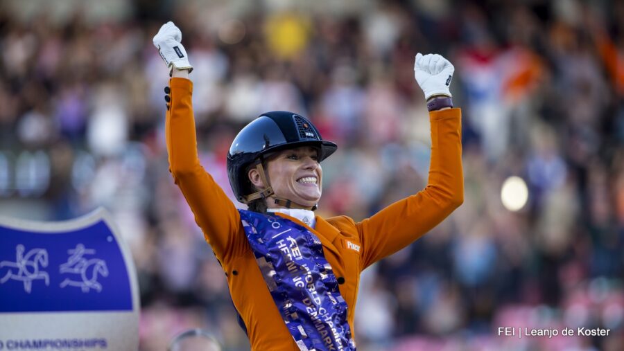 Dinja van Liere grijpt met Imposantos de winst in Grand Prix Indoor Friesland