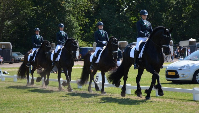 Het winnende viertal Friezen van de LR Nienoord in het Stadspark.