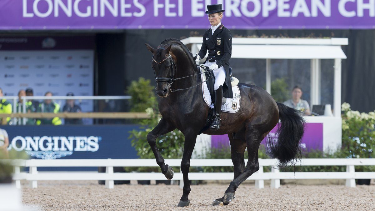 Helen Langehanenberg behaalde dinsdag met Damsey FRH de hoogste score. foto: Claes Jakobsson/FEI