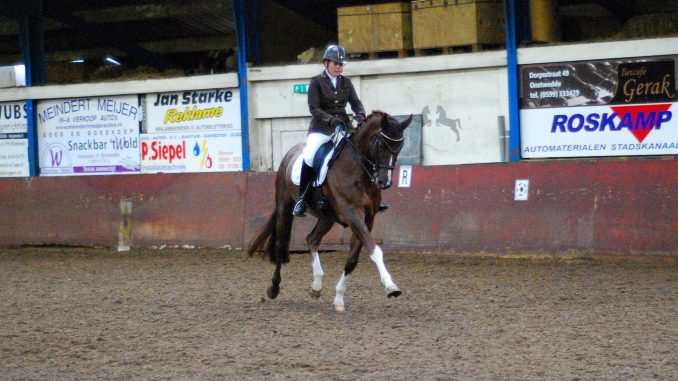 Jarmilla Peterson won met Woody de ZZ-licht bij de dressurcompetitie Vlagtwedde.