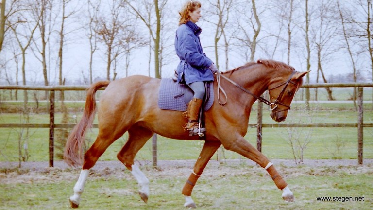 Jovancka Holtrop (toen De Wit) met Jensen in april 1996.