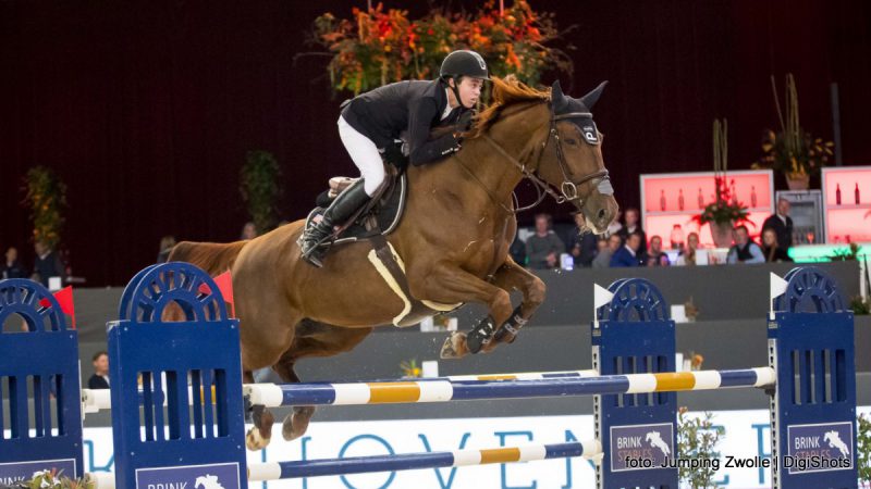 Lucas Porter en Diamonte Darco tijdens hun winnende rit bij Jumping Zwolle.