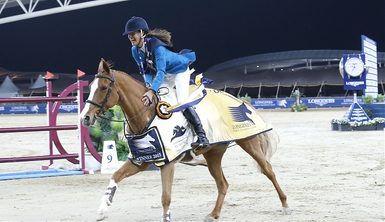 Luciana Diniz en Fit for Fun tijdens de ereronde in Doha.