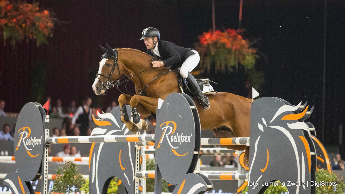 Marcus Ehning en Firth Of Lorne tijdens hun winnende rit bij Jumping Zwolle.