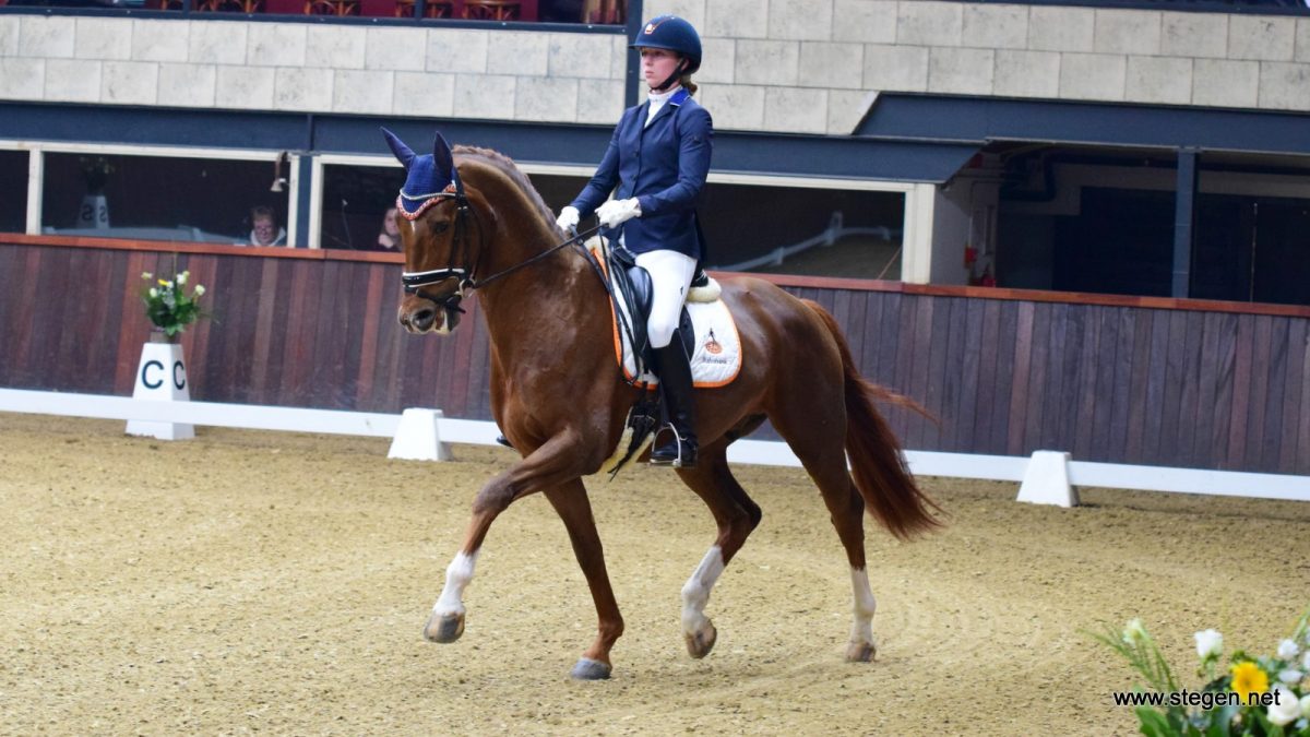 Marjan Hooge en Homerus P tijdens hun winnende Z1-proef bij Indoor Tolbert.