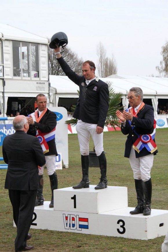 Kampioen Gert-Jan Bruggink, en de nummers twee en drie, Leon Thijssen en Albert Voorn. NK springen Mierlo ©CH Mierlo