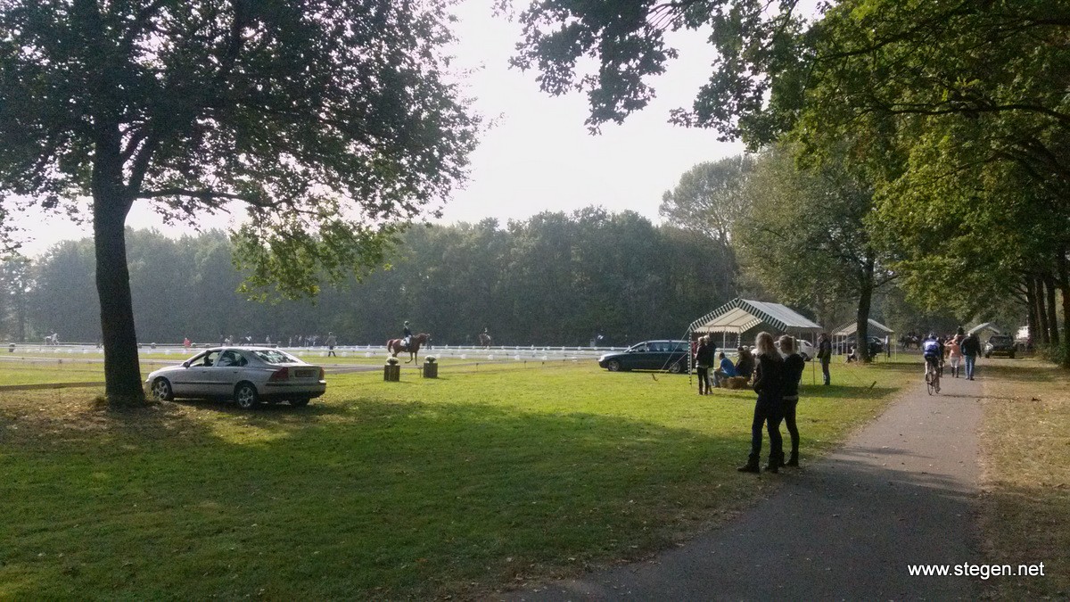 Blik op het dressuurveld in park Borgerswold in Veendam.